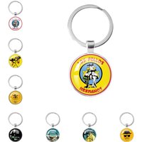 American TV Show Breaking Bad Los Pollos Hermanos Keychain Glass Round Dome Cabochon Keyring For Women Men Gift Key Chain
