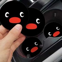 2 Pingu Penguin Car Cup coasters Kawaii anti slip and waterproof car beverage pads, suitable for girls' car decoration accessori