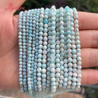 Natürliche blaue Larimar facettierte runde Spacer lose Steinperlen für DIY Schmuckherstellung Halskette Strang 15" 2/3/4mm Kostenloser Versand