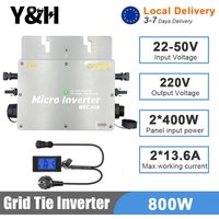 Y&H 800W Solar Grid Tie Inverter with LCD MPPT Micro Inverter DC30-42V PV Input AC180-260V Output IP65 Waterproof