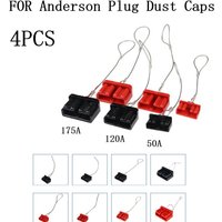 4PCS Dust Cap Kit Black/Red FOR Anderson Plug Cover Style Connectors Battery Caravan 50A/120A/175A Rectangle Dust Cover