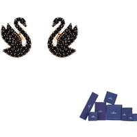 Swarovski Swan Stud Earrings Women's Black 5684608