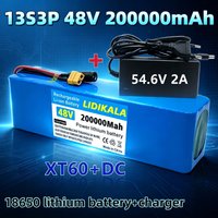 NEUER 48V 200Ah 2000W 13s3p 48V 18650 Li-Ion Akku für 54,6V Elektroroller mit BMS, 54,6V Ladegerät und Backup-Akku
