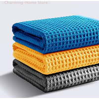 Car Wash Towel Glass Cleaning Water Drying Microfiber Window Clean Wipe Auto Detailing Waffle Weave For Kitchen Bath Home Office
