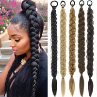 Ocelot Straight Hair Synthetic Rubber Band Braided Ponytail Tightens The Fake Ponytail Extension On The Woman's Ponytail Daily W