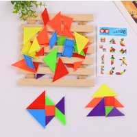 10bag/lot Mini Tangram Puzzle Colorful Puzzle Parent-child Game Toys Kids Birthday Gifts Party Favors Treat School Goodie Filler