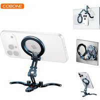 COBONE Double Sided Magnetic Phone Stand Foldable 1/4 Inch Mount for MagSafe Android Smartphones Desktop Gym Vlog Live Streaming