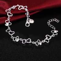 Fine Charms 925 Sterling Silver Pretty Romantic Heart Chain Bracelet For Woman Luxury Jewelry Wedding Party Holiday Gifts