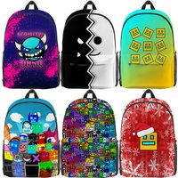 Children Angry Geometry Dash 3D Print Backpacks Students Anime Game School Bags Boys Girls Cartoon Bookbags Kids Knapsacks Gifts