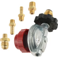 0-20PSI POL High Pressure Adjustable Propane Regulator Valve Kit LP Tank 5/16"&1/4" Hose Barb Connect 1/4" NPT& 3/8" Flare Male