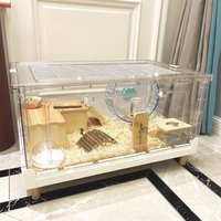 Folding Hamster Cage Large Space Breathable Golden Hamsters Breeding Cages Transparent Chew Proof Hamster House Small Pet Hutch