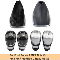 Manual Gear Shift Knob 5/6 Speed For Ford Focus 2 MK2 FL MK3 MK4 MK7 MONDEO GALAXY FIESTA Silver Black Gaiter Boot Cover Case