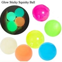 6Pcs Sticky Wall Balls Glowing Squishy Ball Stress Relief Sensory Squeeze Toy for Kids Adults