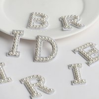 BRIDE Rhinestone Pearl Letter Hotfix Iron-On Wedding Patches for Dresses Jackets Wedding Party Outfits Bridal Shower Decoration