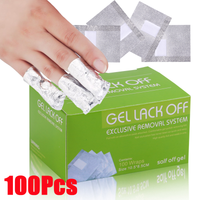 100Pcs Aluminium Foil Nail Polish Remover Wraps Disposable Soak Off Acrylic Gel Polish Remove Paper for Makeup Nails Clean Tools