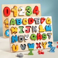 3D Colorful Alphabet Number Puzzle Montessori Wooden Puzzles Matching Games Early Education Toys Mathematics Shape Cognition