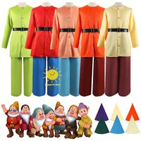 BEAST KINGDOM Anime Seven Dwarfs Cosplay Costumes Snow White Cosplay Colorful Suits Shirt Pants Hat Dwarfs Halloween Cos Unisex