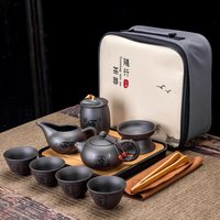 Chinese Kung Fu Travel Set, Portable Xishi Teapot Purple Clay Kung Fu Tea Set For Home Travel, Tea Tray With Teapot And Tea Can