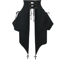 Women Gothic Skirt Steampunk Lolita Adjustable High Low Overskirt Punk Lady Skirt