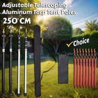 2Pcs Telescoping Tarp Poles Adjustable Aluminum Rods 2.5m Camping Awning Pole Adjustable Canopy Support Pole Tent Canopy Tarp