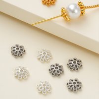 10Piece/Pack 14/18K Gold Color Plated Flower shape Beads Caps for DIY Necklace Bracelets Jewelry Making Accessories