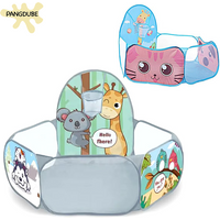 PANGDUBE 1.2m Hexagon Foldable Baby Playpen Indoor Baby Safety Fence Cute Kids Playground Baby Activity Fence with Basket Hoop