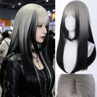 Synthetic 26 inch Loiita Tousled Long Straight Wig With Bangs Extensions cosplay Anime wig For Women Party Halloween Christmas