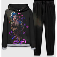 New Anime Arcane League Jinx Graffiti Hoodie Jogger Set