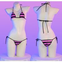Classic Stripes Print Leather Bikinis Set 2024 New Sexy Bandage Swimsuit Women Beachwear Summer Swimwear High Cut Bathing Suit