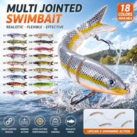 13.4cm 18g Jointed Minnow Sinking Fishing Lure Multi Section Swimbait Hard Bait with Treble Hooks for Bass Pike Trout River Lake