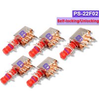 10PCS PS-22F02 Six-pin With Lock (Self-locking/Unlocking) Push Button Switch A03 Straight Key Switch A11 Key Cap Red Black White