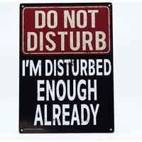 Do Not Disturb Metal Sign - Easy-to-Hang Wall Decor - Fun Tin Signs for Man Cave - Metal Dorm Room Decorations, Garage Signs, an