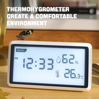 Digital Smart Thermometer Hygrometer Large LCD Display Indoor Weather Station with Alarm Clock,High Precision for Home/Baby Room
