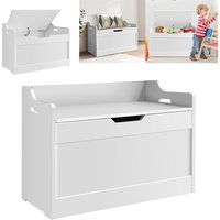 BRIEFNESS Large Wooden Storage Bench with Lid, High Capacity & Safety Hinges, for Kids Toys Building Blocks Home Organization