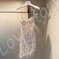 Sexy Short Wedding Dress Women Luxury Sequin Bridal Gowns Spaghetti Straps Sweetheart Bride Dresses Custom vestido de novia