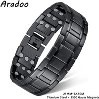 ARADOO Titanium Steel Bracelets with 3X Ultra Strenth Neodymium Magnets Adjustable Health Magnetic Therapy Link Bracelet