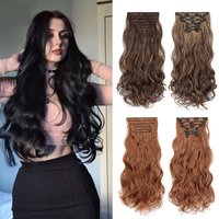 Jeedou 20 Inch 140g Clip In Hair Extensions 6Pcs 16 Clips Long Wavy Synthetic Ombre Hair Pieces for Women Full Head