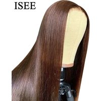 ISEE Hair #4 Glueless Straight Wig Wear And Go Chocolate Brown Lace Front Wigs 7x5 Lace Closure Wigs For Women Ready To Go