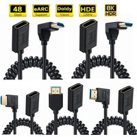 90 Degree Angle Extreme Slim/Thin 8K Ultra HDMI M-F High Speed 60Hz 4K120Hz 144Hz HD Male to Female HDMI Extension Spring Cable
