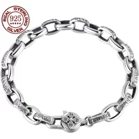 S925 Silver six-word Truth bracelet Men's and women's fashion trend simple personality jewelry retro ethnic style bracelet