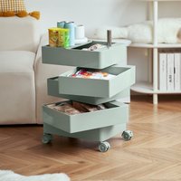 Rotating Storage Cabinet Movable Bedside Table Side Cabinet Cosmetic Storage Cabinet Bedroom Living Room Furniture Nightstand