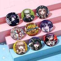 Game Danganronpa Creative Pins Funny Smiley Faces Round Snap-in Brooch Badge Backpack Hat Accessories Jewelry Gifts