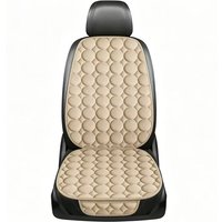 Beige Oval Quilted Leather Car Front Seat Cushion Universal Waterproof Anti-slip Auto Single Seat Pad Wear Resistant Car Interio