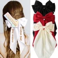 Personalized Hot Stamping Custom Early Spring Accessories Hair Clip Long Ombre Satin Bow Hairpin Exquisite High-end Clasp