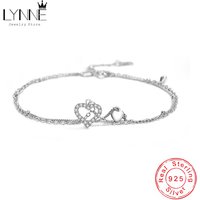 New Fashion 925 Sterling Silver Heart Rhinestone CZ Pendant Double Layer Anklets Women&Girl Jewelry Zircon Foot Chain Bracelet