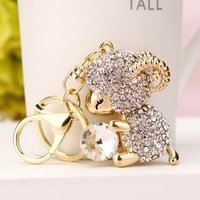 Sheep Lovely Crystal Charm Purse Handbag Car Key Keychain Party Wedding Birthday Gift Keyring