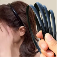 3-Pack Glossy Slim Black Frame Headbands, Minimalist Style, Suitable for Daily Wear, Makeup, Washing Face, and Taming Flyaways