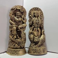 Retro Nordic Gods Sculpture Carving Resin Crafts Viking Gods Ornaments Collectible Mythical Freya Statue