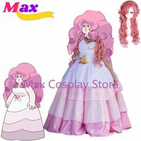 Max Cos Steven Universe rose quartz pinkl dress cosplay custom wig size