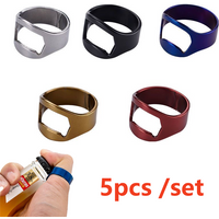 5Pcs Stainless Steel Cool Finger Ring Bottle Opener Bar Beer Tools Set for Men Women Gifts Party Accessories Home Kitchen Gadget